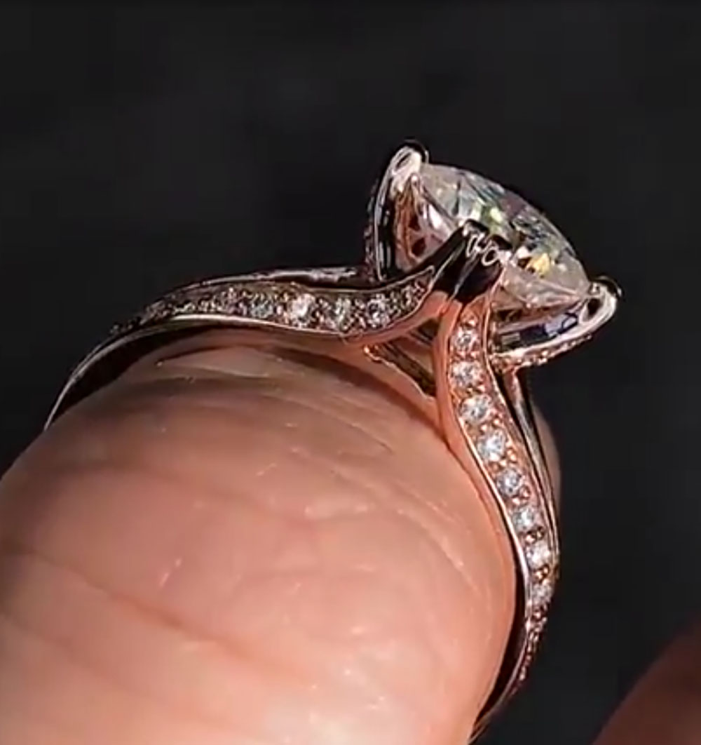 Moissanite Engagement Ring 1 Carat - Bague de fiançailles en or Rose