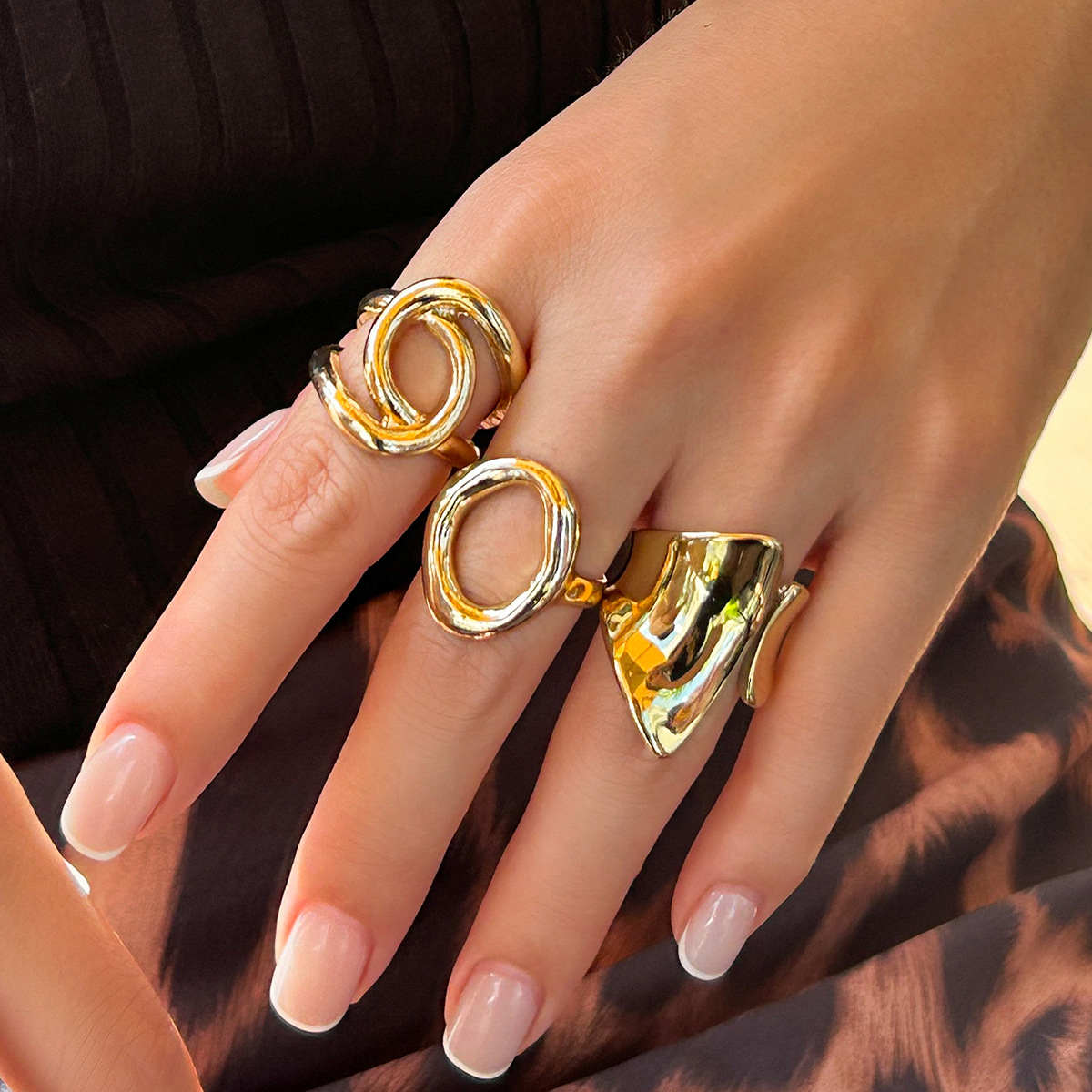 Vintage Punk Knuckle Rings Set - DIEZI-Bagues géométriques évidées pour hommes et