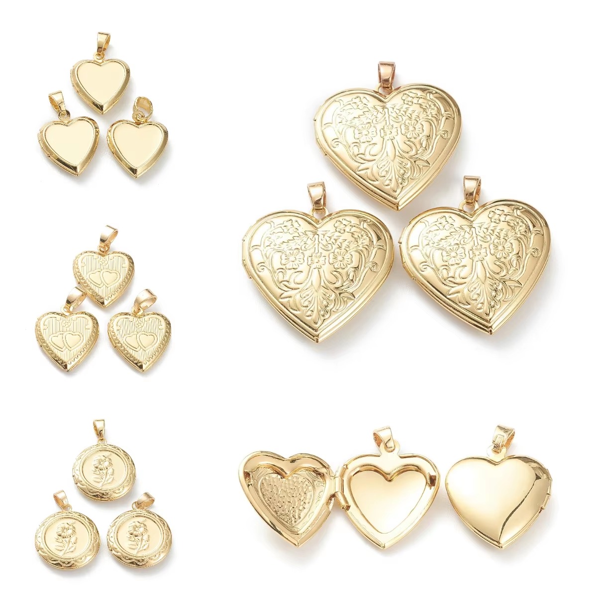 Heart Locket Necklace Photo - 10 pendentifs médaillons photo cœur ouvrables