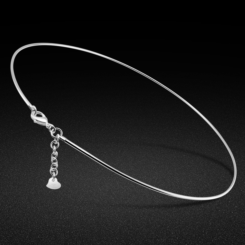925 Sterling Silver Chain Necklace Men - Kpop – collier ras du cou