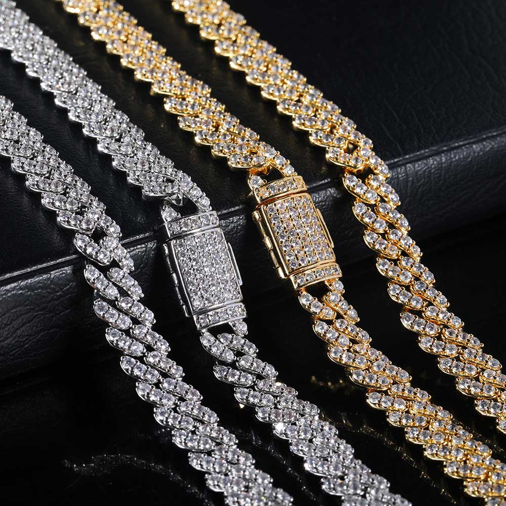 Cuban Link Chain 12Mm - Collier en Zircon glacé pour hommes