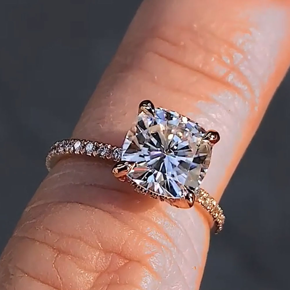 Moissanite Engagement Ring 1 Carat - Bague de fiançailles personnalisée en or