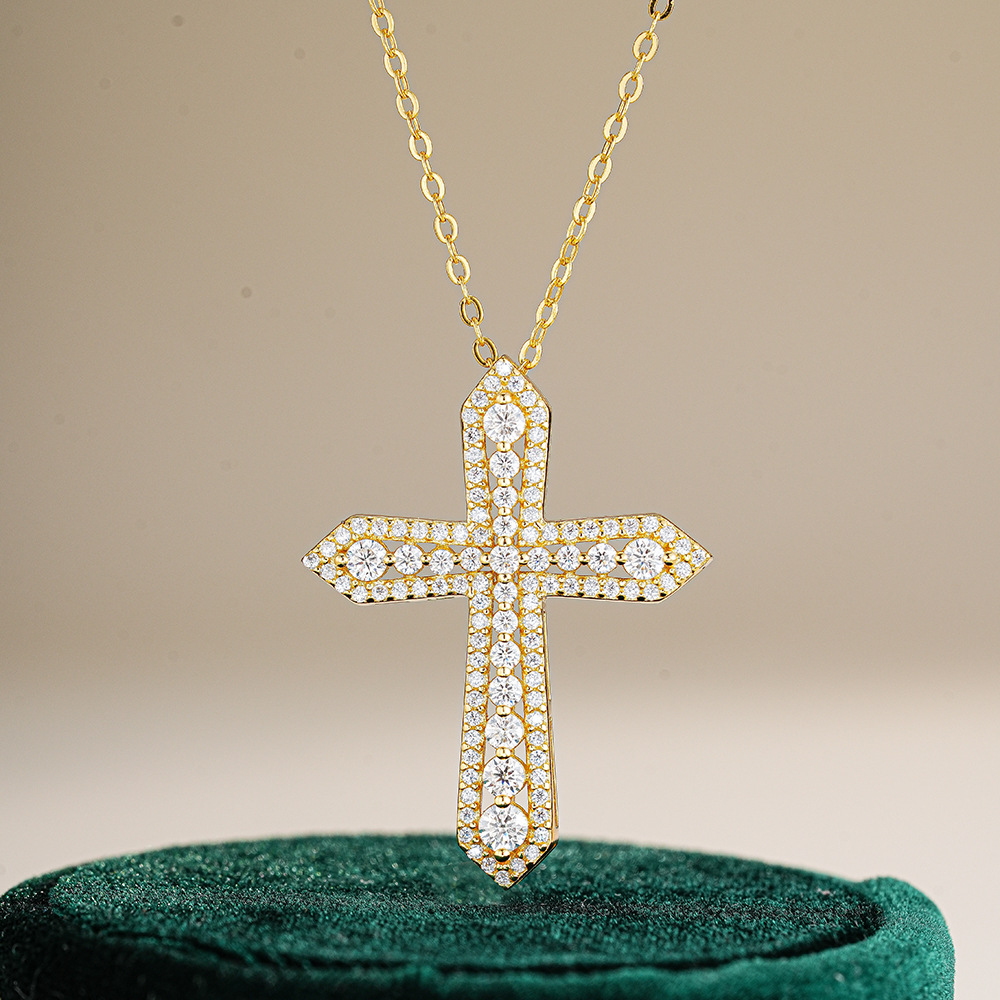 Cross Pendant Necklace Gold - Collier pendentif croix en or 18