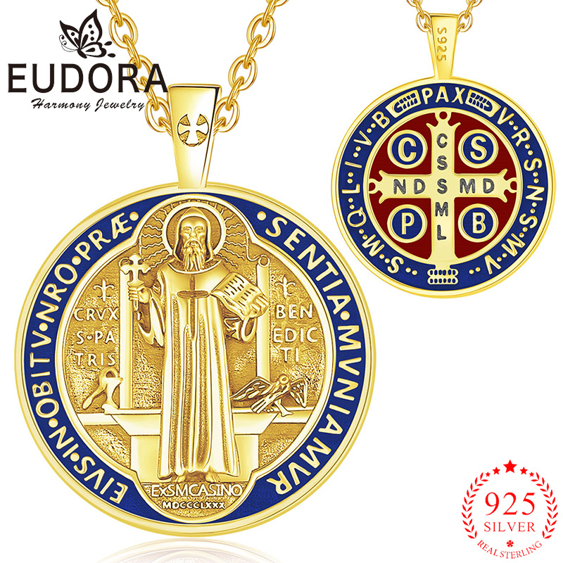 Cross Pendant Necklace Gold - Eudora 925 argent Sterling Saint benoît