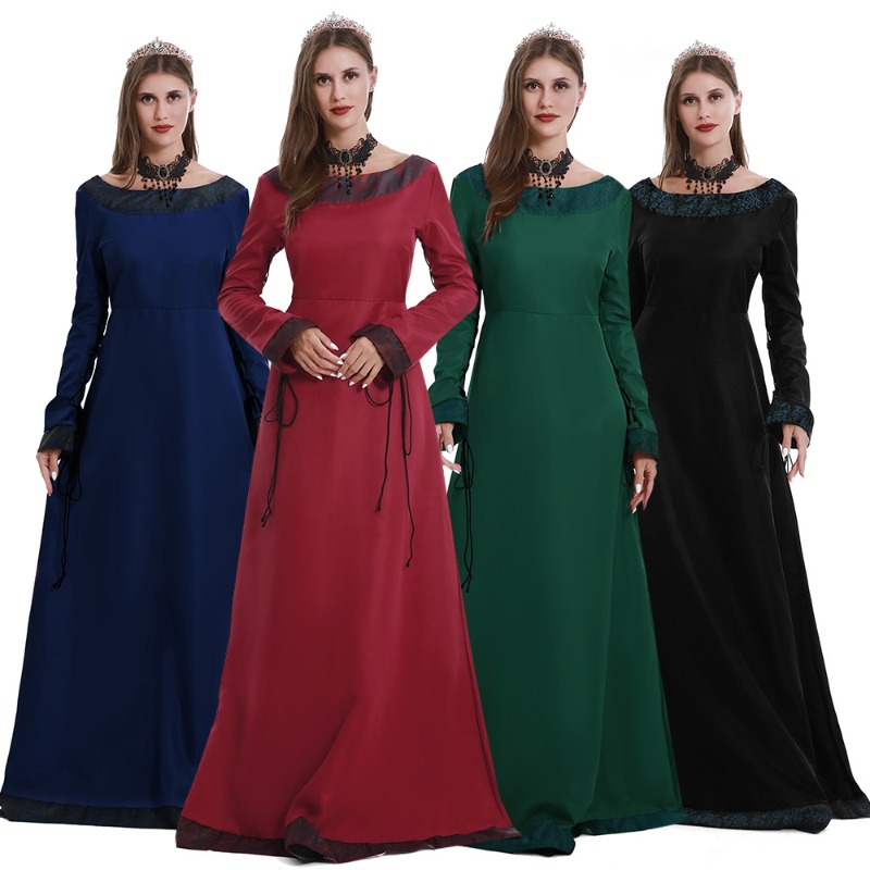 Necklaces - Robe longue médiévale pour femmes, col