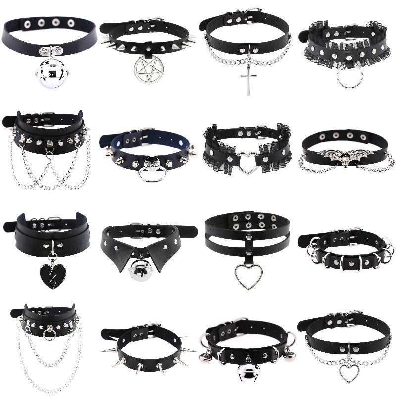 Goth Punk Spike Choker - Mode Punk Spike Rivet cuir femmes