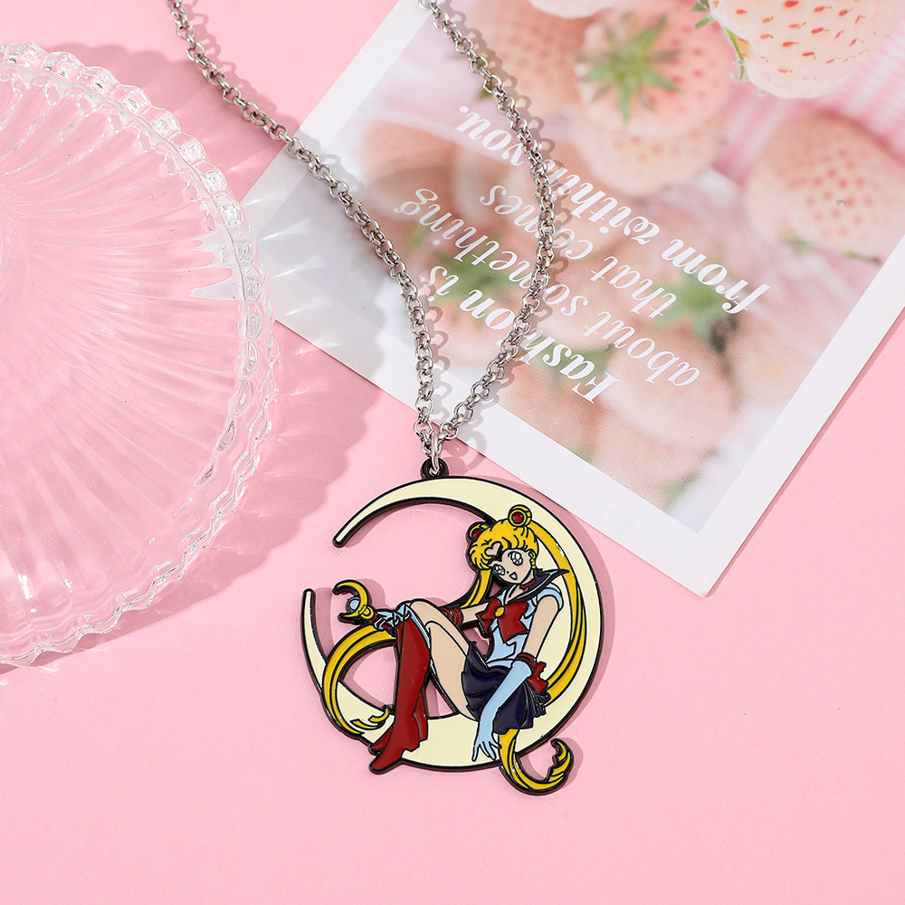 Anime Pendant Necklace - Collier en émail métallique style anime