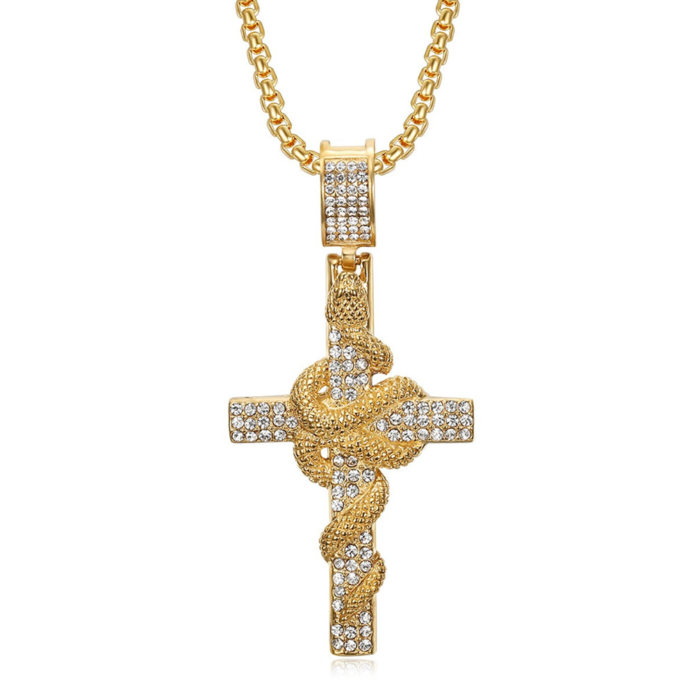 Cross Pendant Necklace Gold - Colliers avec pendentif en forme de