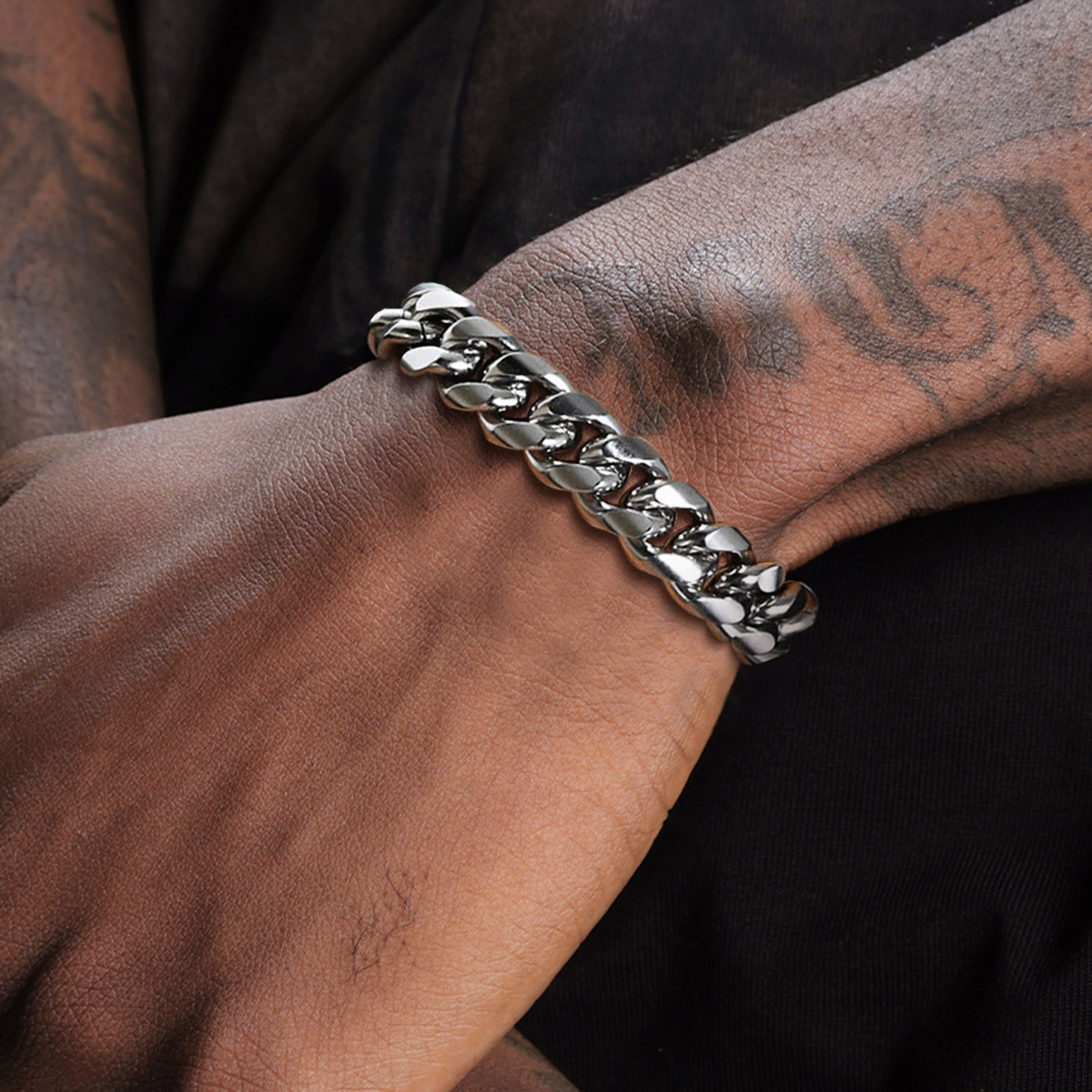 Cuban Link Chain 12Mm - Bracelet à chaîne cubaine pour hommes,