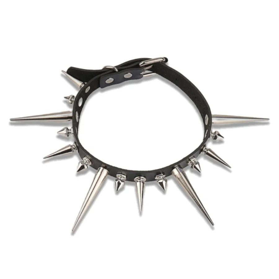 Goth Punk Spike Choker - Goth Long Spike tour de cou