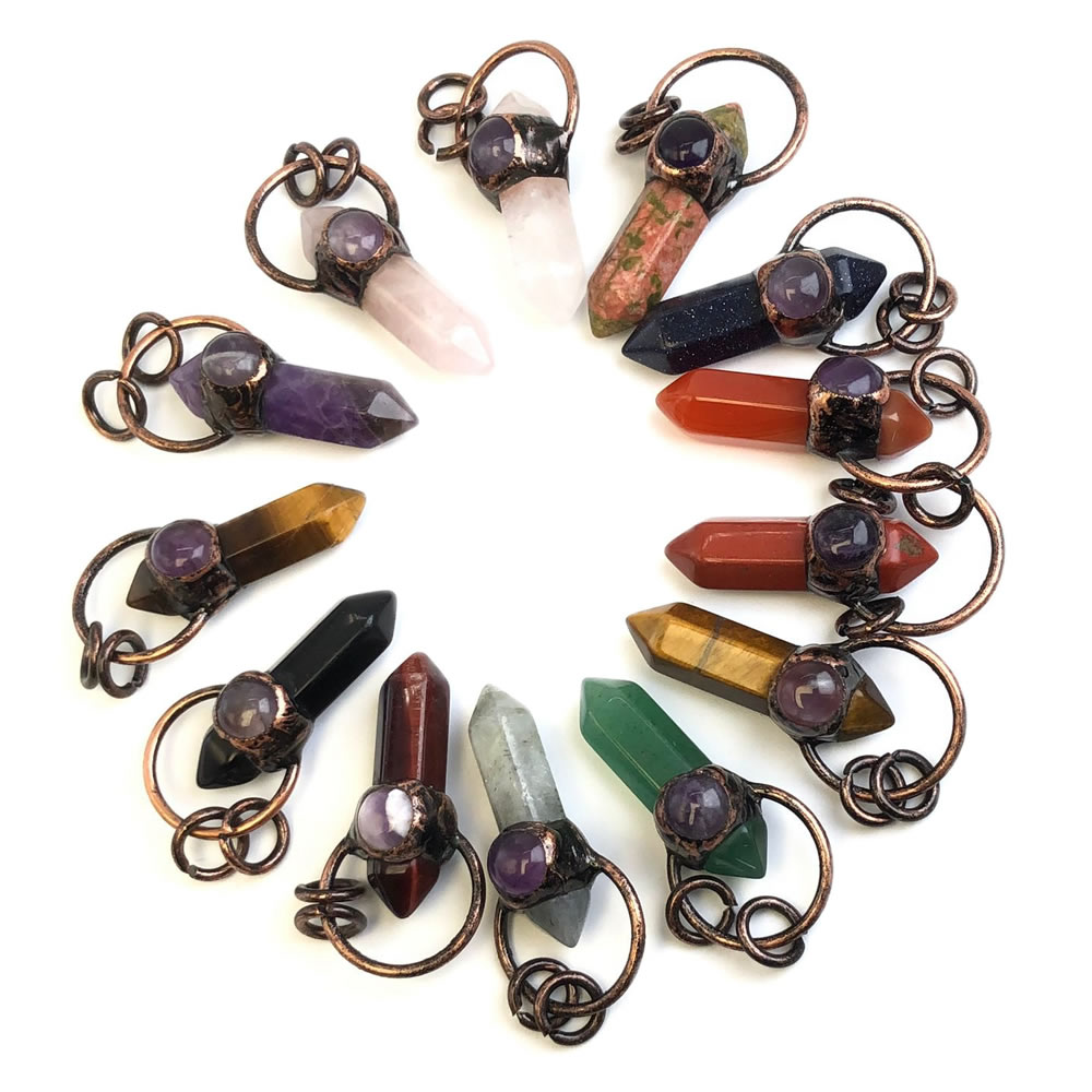 Crystal Pendant Necklace Natural Stone - Pendentifs en pierre naturelle de quartz
