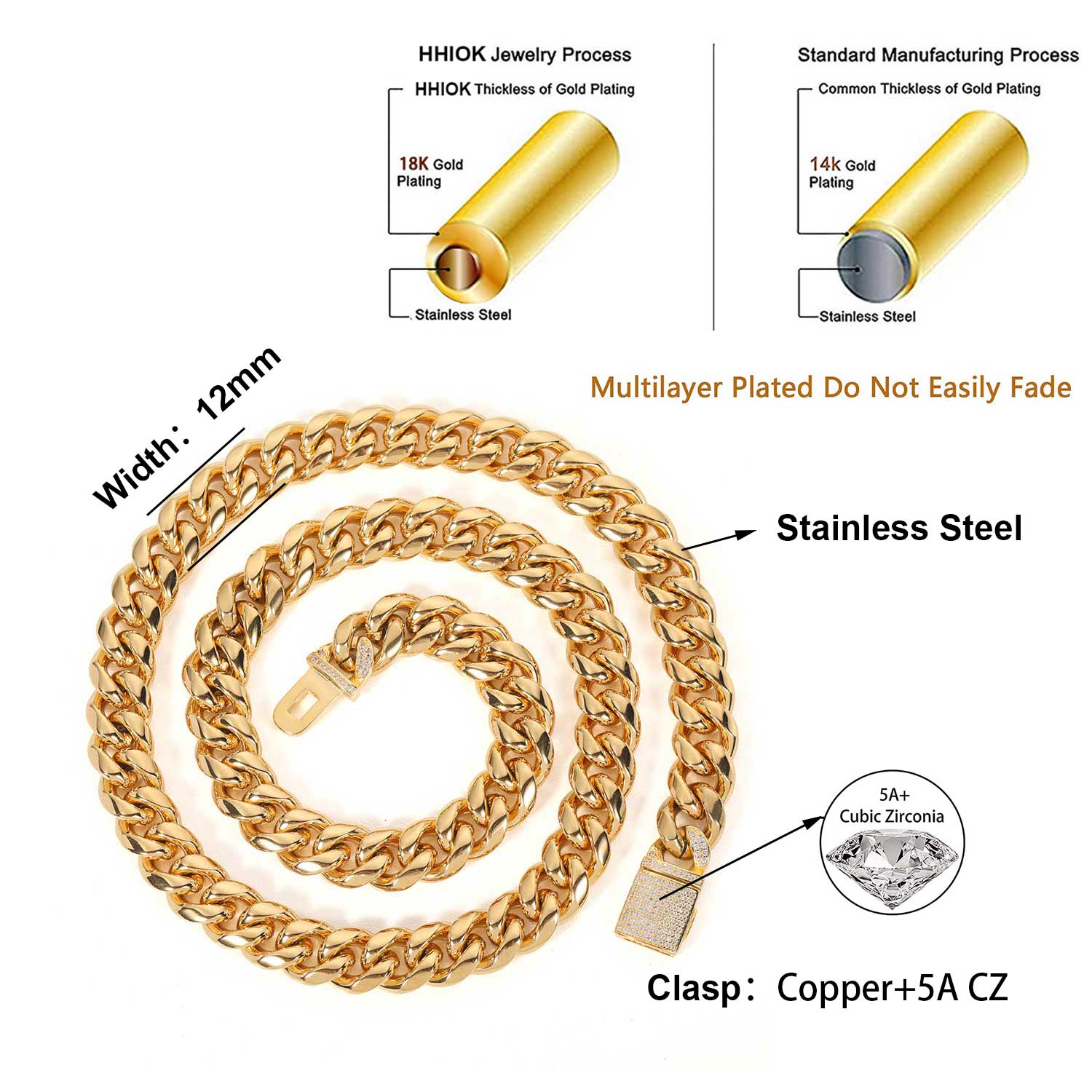 Collier chaîne à maillons cuba - Cuban Link Chain 12Mm avis et prix