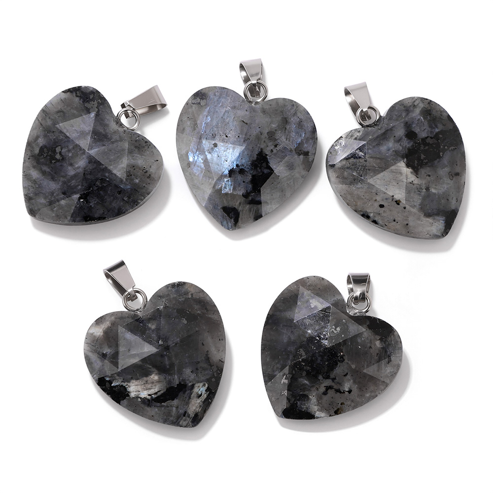 Pendentif cœur à facettes de 2 - Crystal Pendant Necklace Natural Stone avis et prix