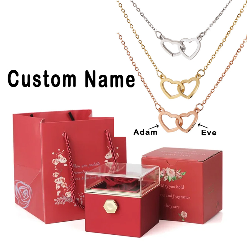 Collier éternel Double cœur d' - Custom Name Necklace Stainless Steel avis et prix