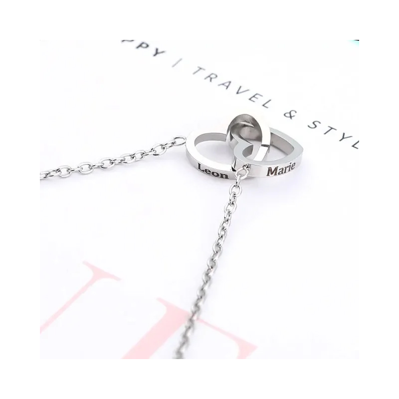Collier éternel Double cœur d' - Custom Name Necklace Stainless Steel avis et prix