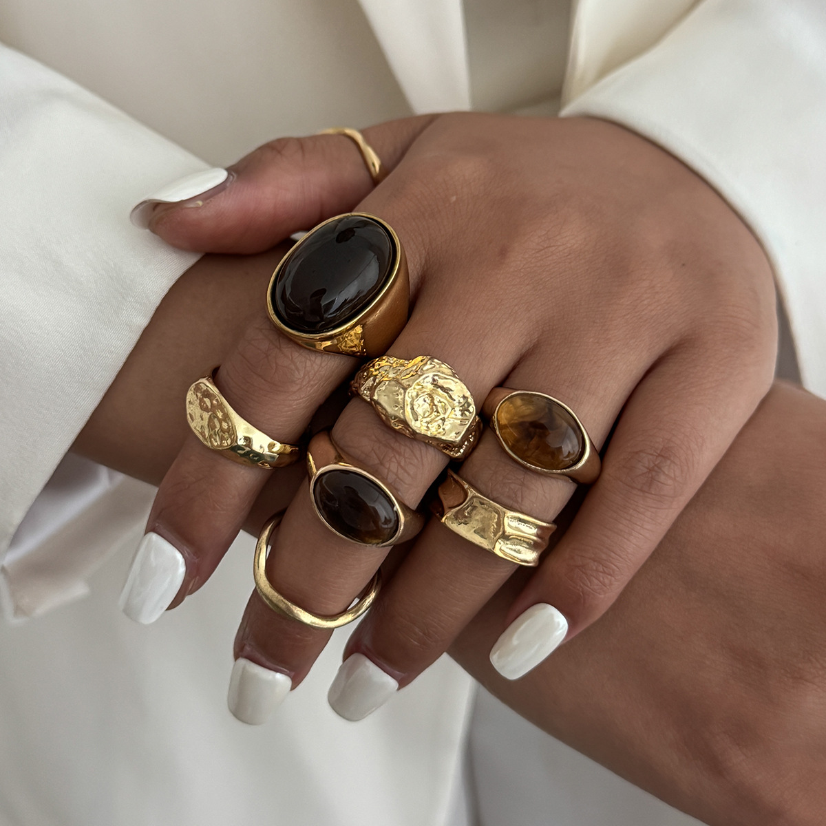 8 pièces/ensemble Vintage ambr - Vintage Punk Knuckle Rings Set avis et prix