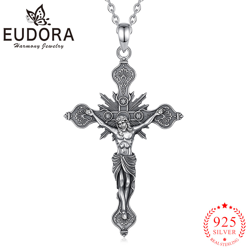 Eudora nouveau collier croix C - 925 Sterling Silver Chain Necklace Men avis et prix