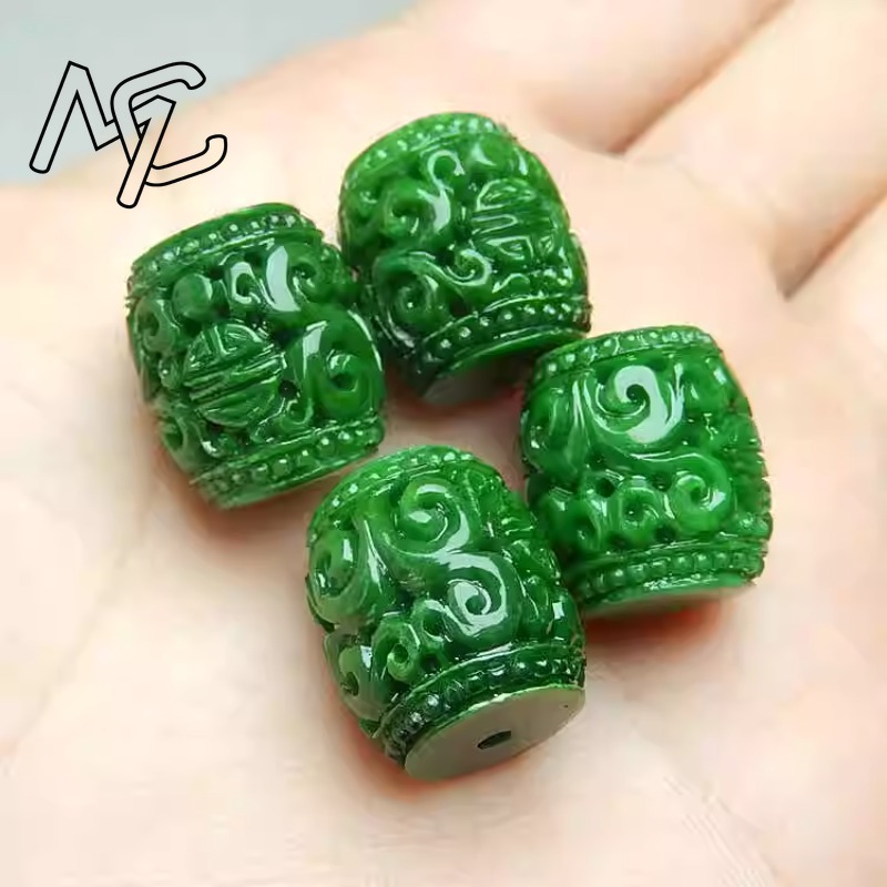 Perles sculptées en Jade vert  - Bracelets avis et prix
