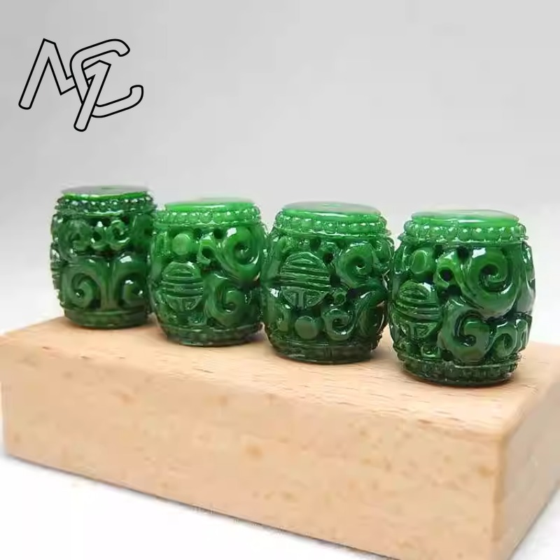 Perles sculptées en Jade vert  - Bracelets avis et prix