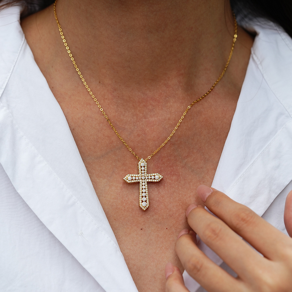 Collier pendentif croix en or  - Cross Pendant Necklace Gold avis et prix