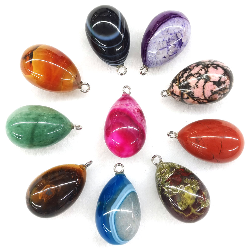Pendentif en forme d'œuf minia - Crystal Pendant Necklace Natural Stone avis et prix