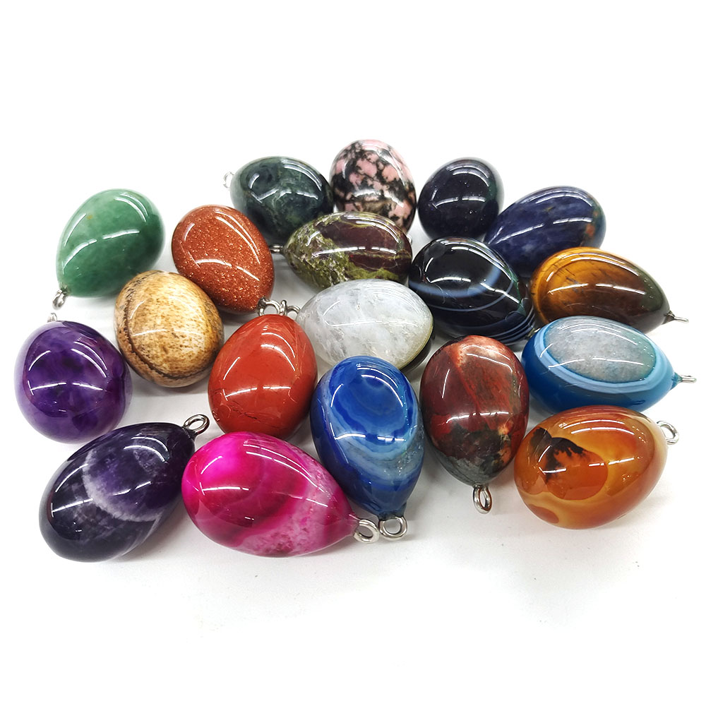 Pendentif en forme d'œuf minia - Crystal Pendant Necklace Natural Stone avis et prix