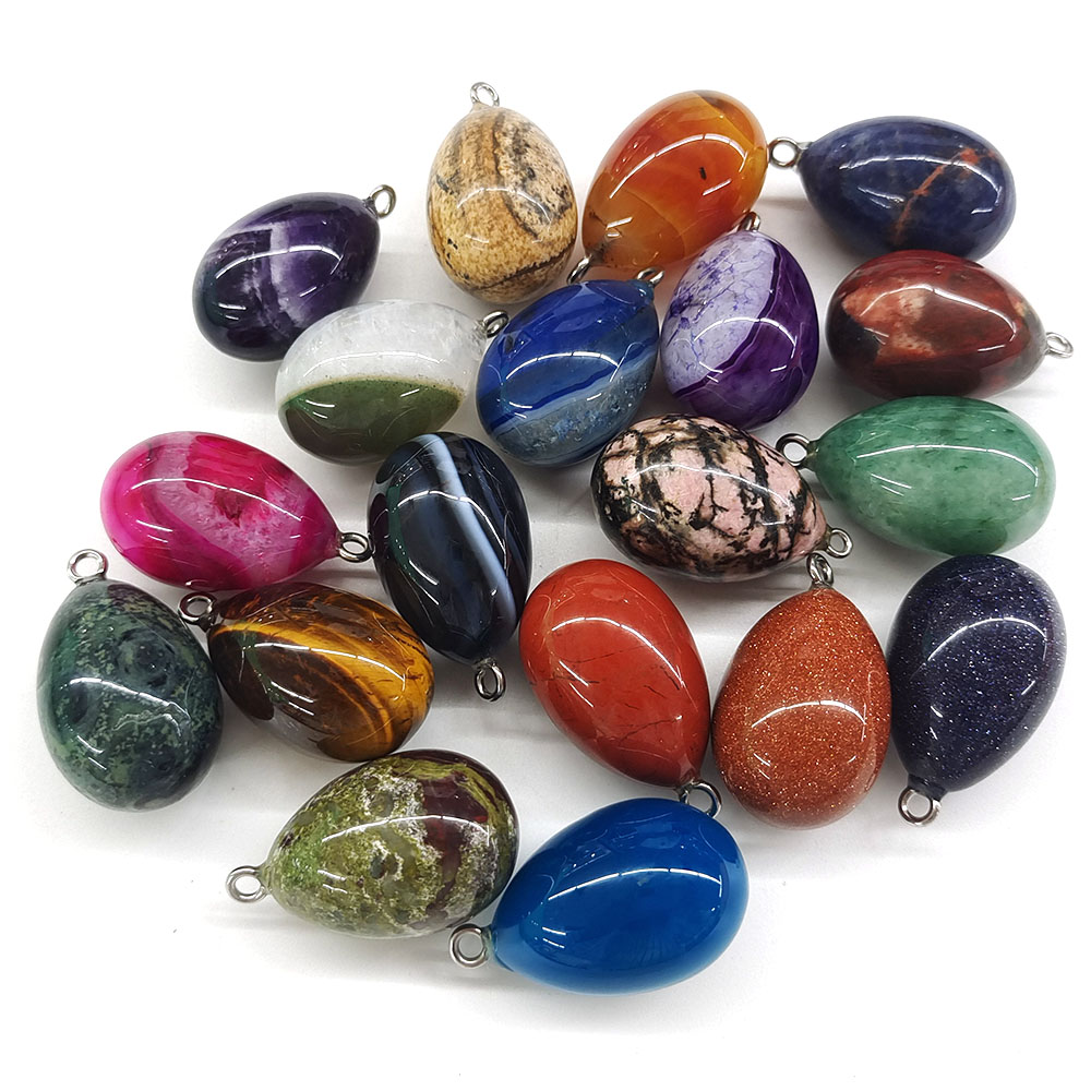 Pendentif en forme d'œuf minia - Crystal Pendant Necklace Natural Stone avis et prix