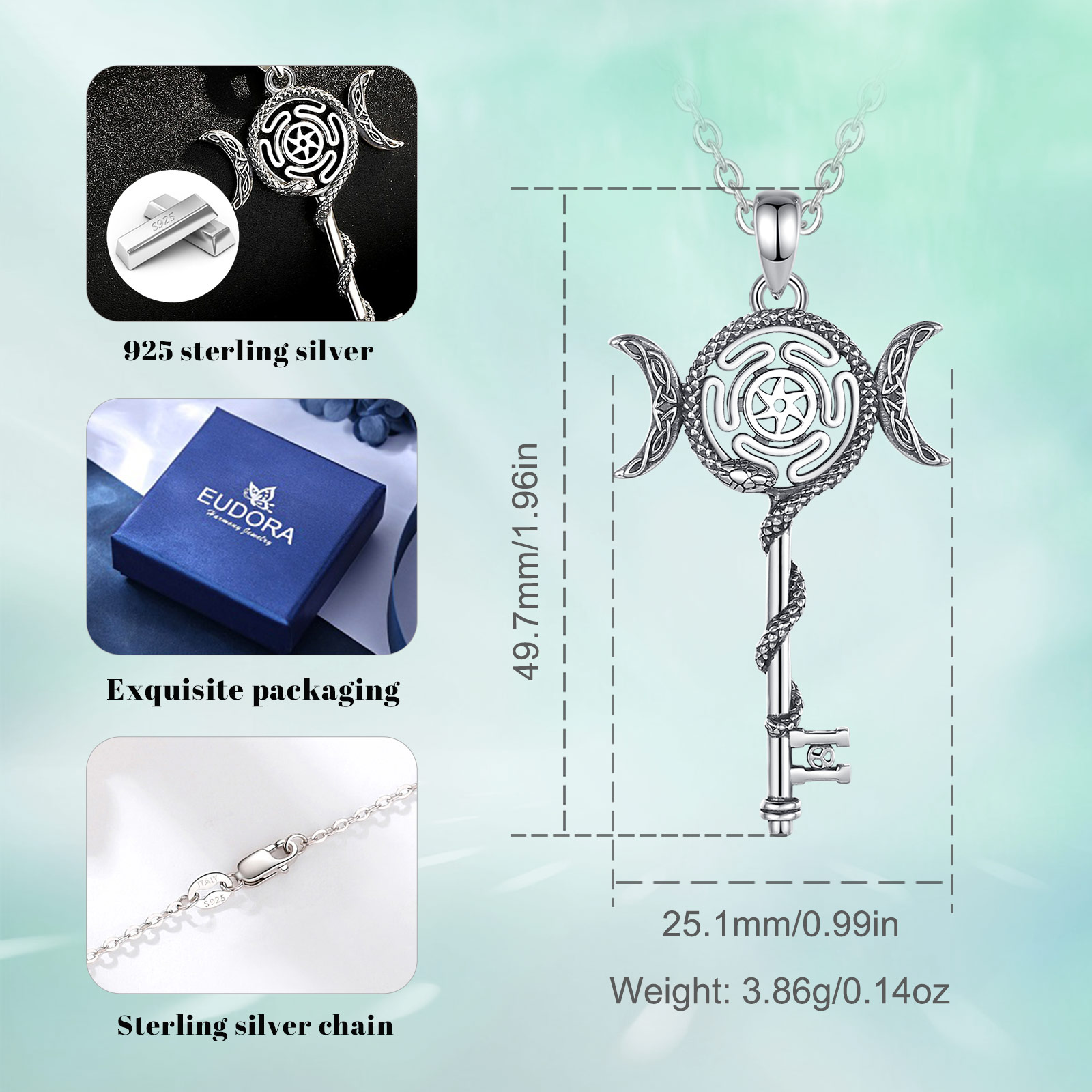 Eudora 925 argent Sterling Hec - 925 Sterling Silver Chain Necklace Men avis et prix