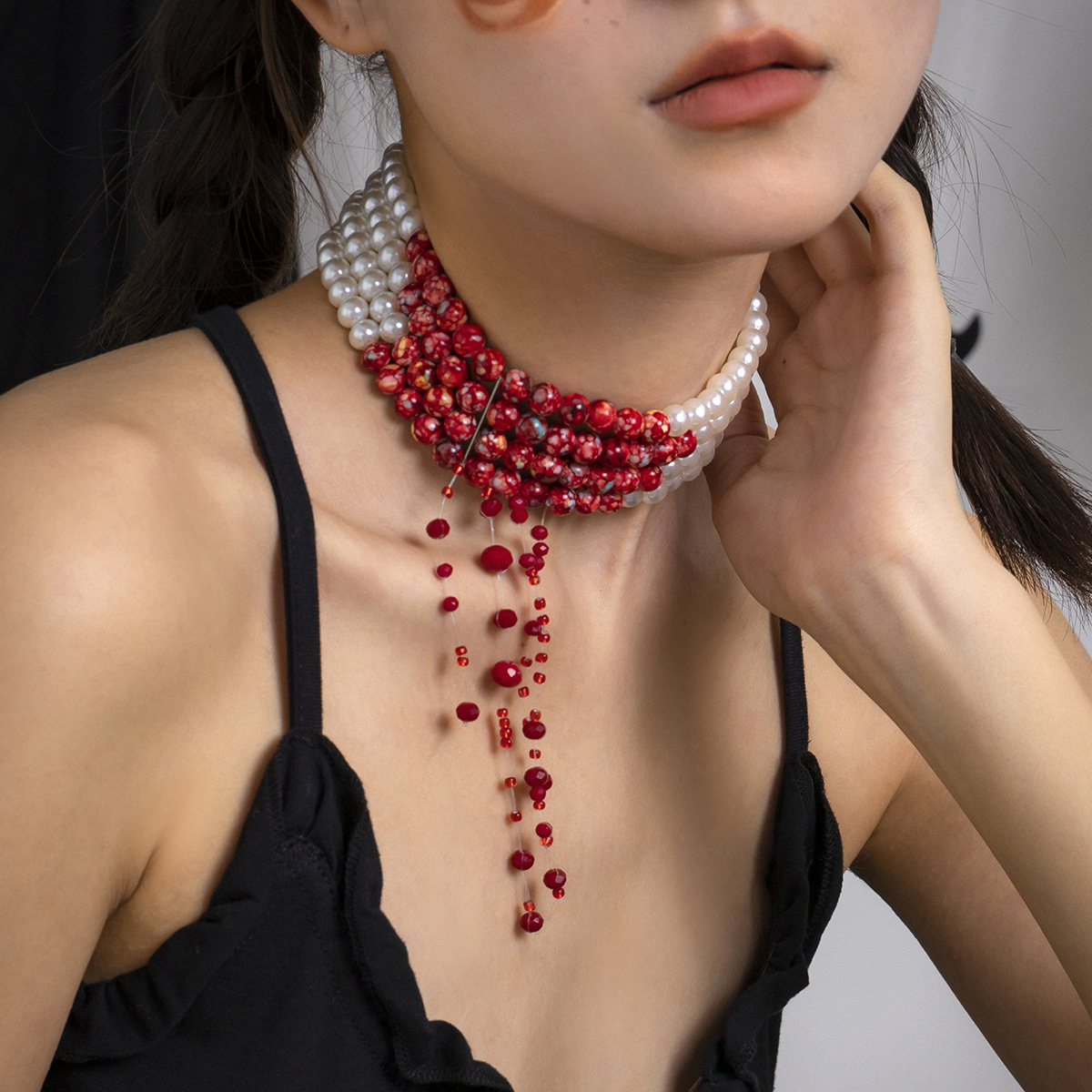Collier pendentif pompon perle - Pearl Choker Necklace Vintage avis et prix