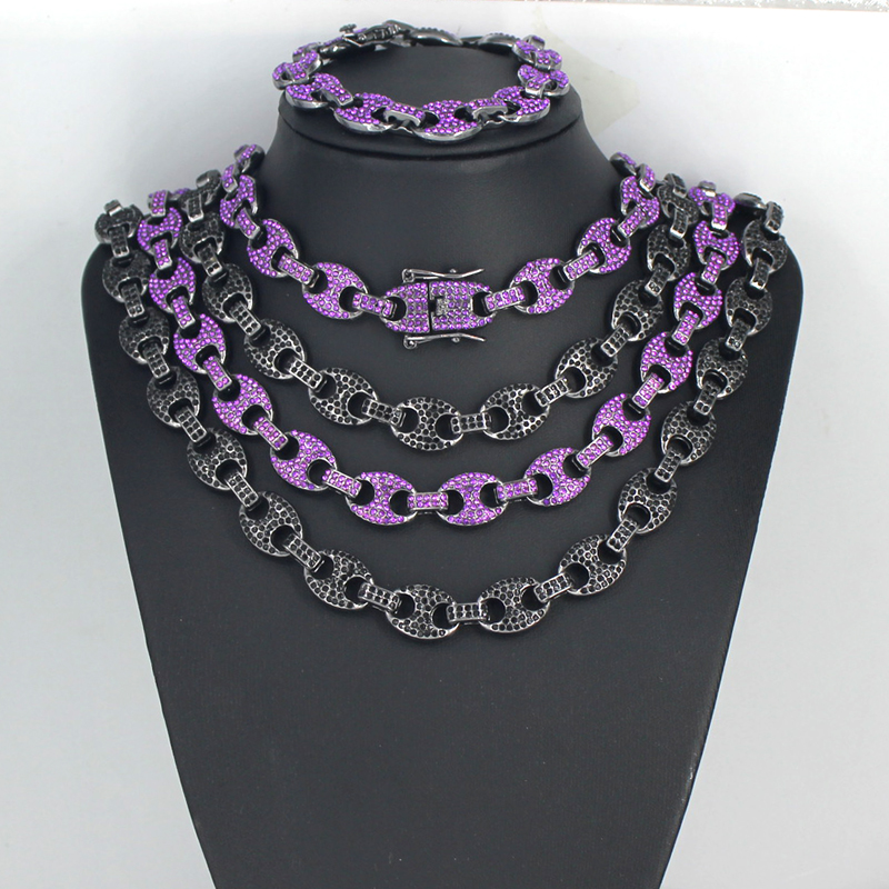 Hommes femmes HipHop 12mm noir - Cuban Link Chain 12Mm avis et prix