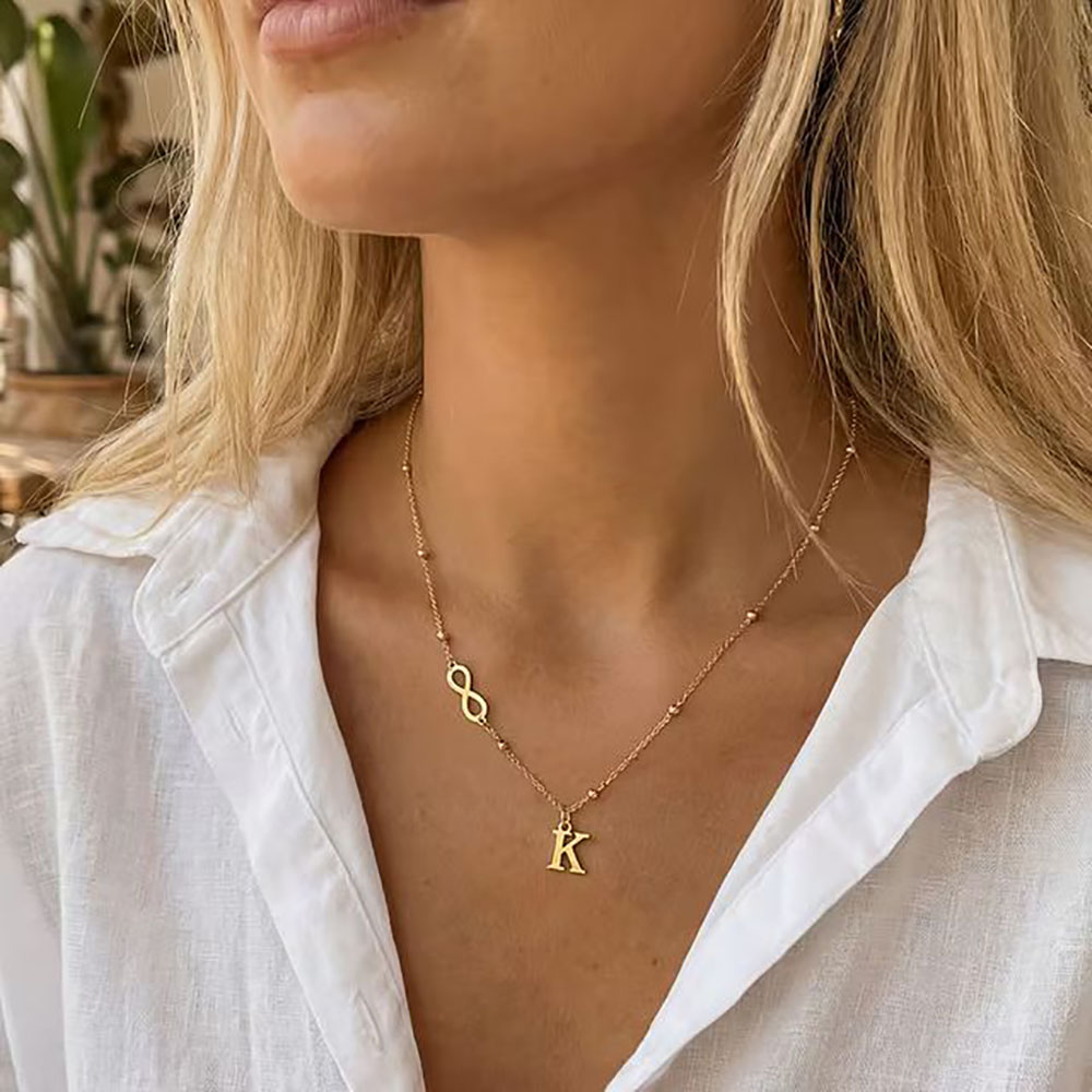 Collier chaîne perlée personna - Initial Letter Necklace 18K Gold avis et prix