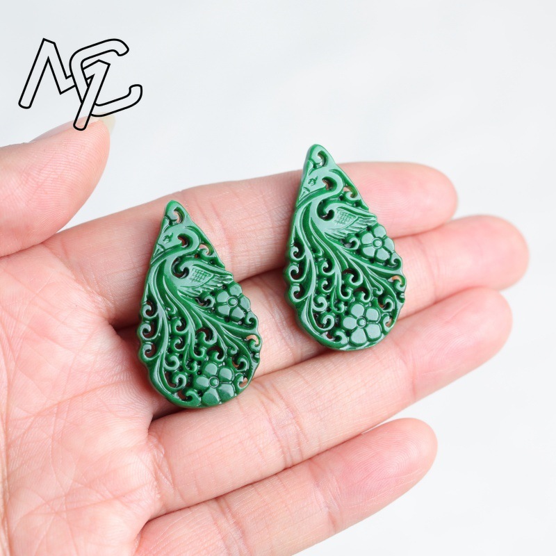 2 pièces de jade naturel, cyan - Earrings avis et prix