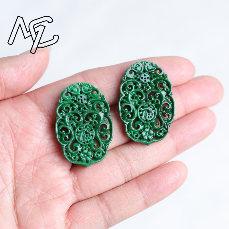 2 pièces de jade naturel, cyan - Earrings avis et prix