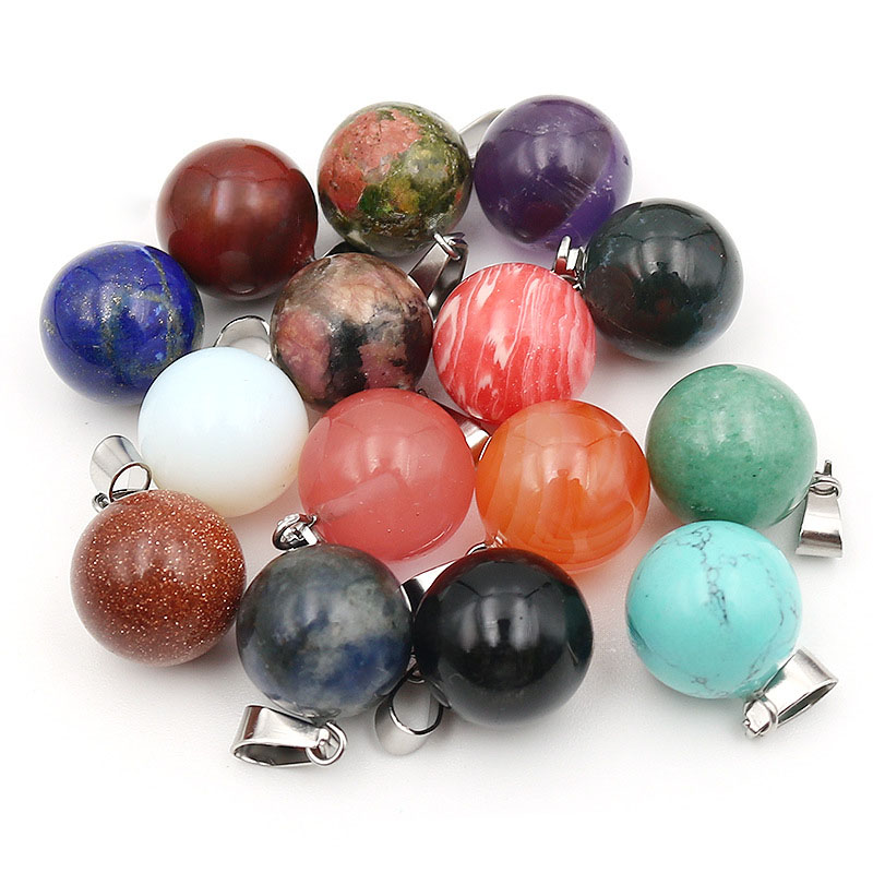Pendentif rond en pierre natur - Crystal Pendant Necklace Natural Stone avis et prix