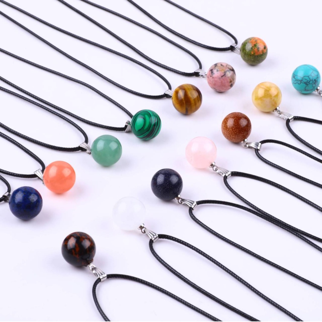 Pendentif rond en pierre natur - Crystal Pendant Necklace Natural Stone avis et prix