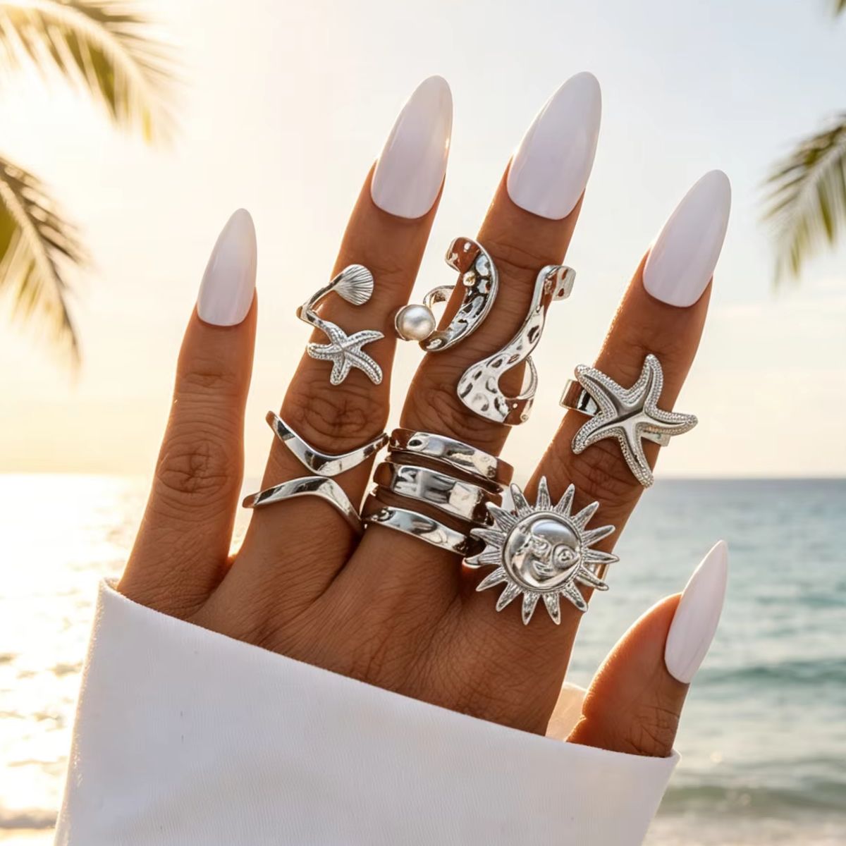 Lot de 6 bagues punk étoile de - Vintage Punk Knuckle Rings Set avis et prix