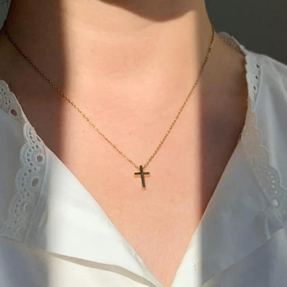 Collier croix en or exquis, co - Cross Pendant Necklace Gold avis et prix