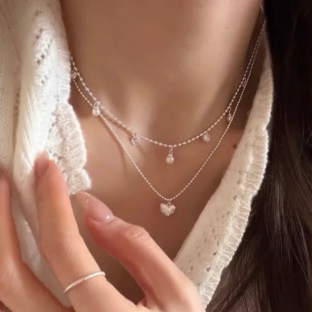Collier ras du cou double couc - Layered Pendant Necklace Aesthetic avis et prix