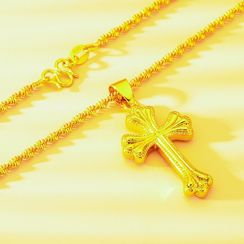 Collier croix classique en or  - Cross Pendant Necklace Gold avis et prix