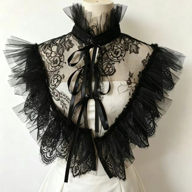 Faux col en dentelle et tulle  - Necklaces avis et prix