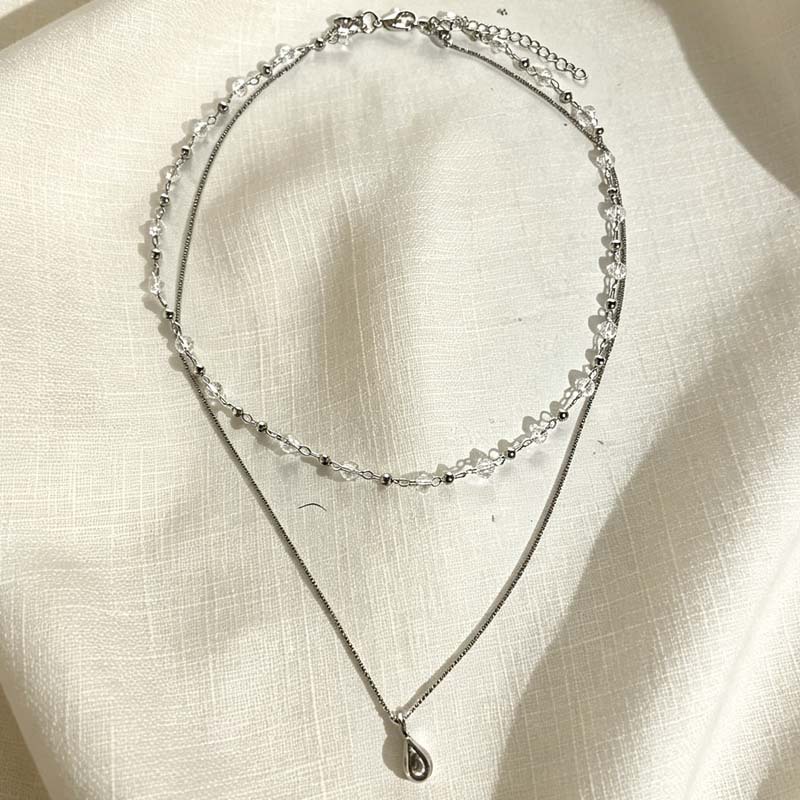Collier ras du cou en cristal  - Layered Pendant Necklace Aesthetic avis et prix
