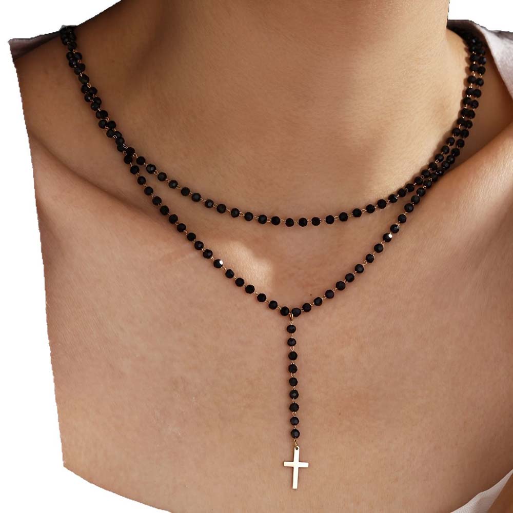 Collier Y gothique double couc - Layered Pendant Necklace Aesthetic avis et prix