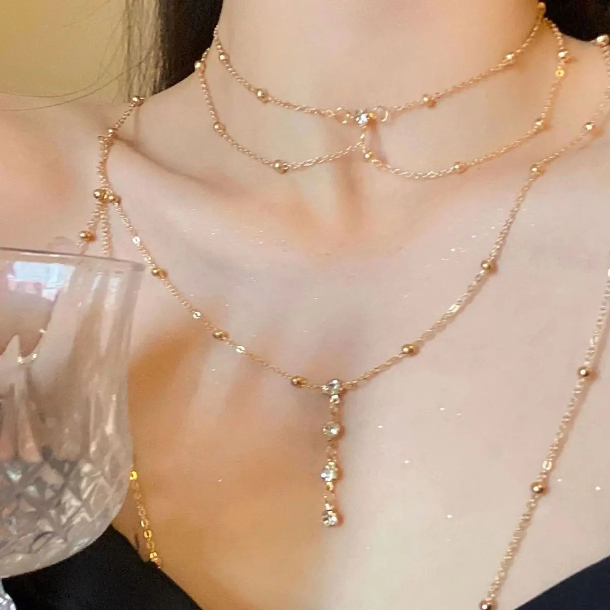 Bikini pendentif pompon biscui - Layered Pendant Necklace Aesthetic avis et prix