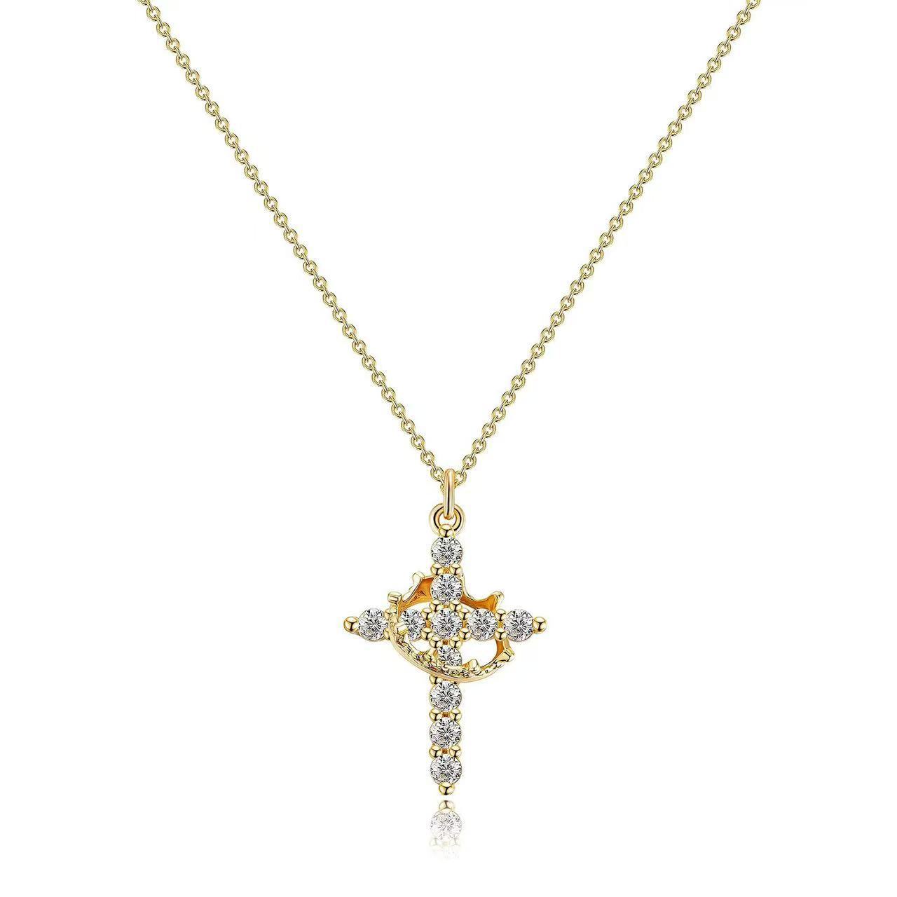 Collier pendentif croix rotati - Cross Pendant Necklace Gold avis et prix