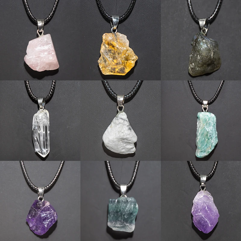 Collier de fleurs d'améthystes - Crystal Pendant Necklace Natural Stone avis et prix