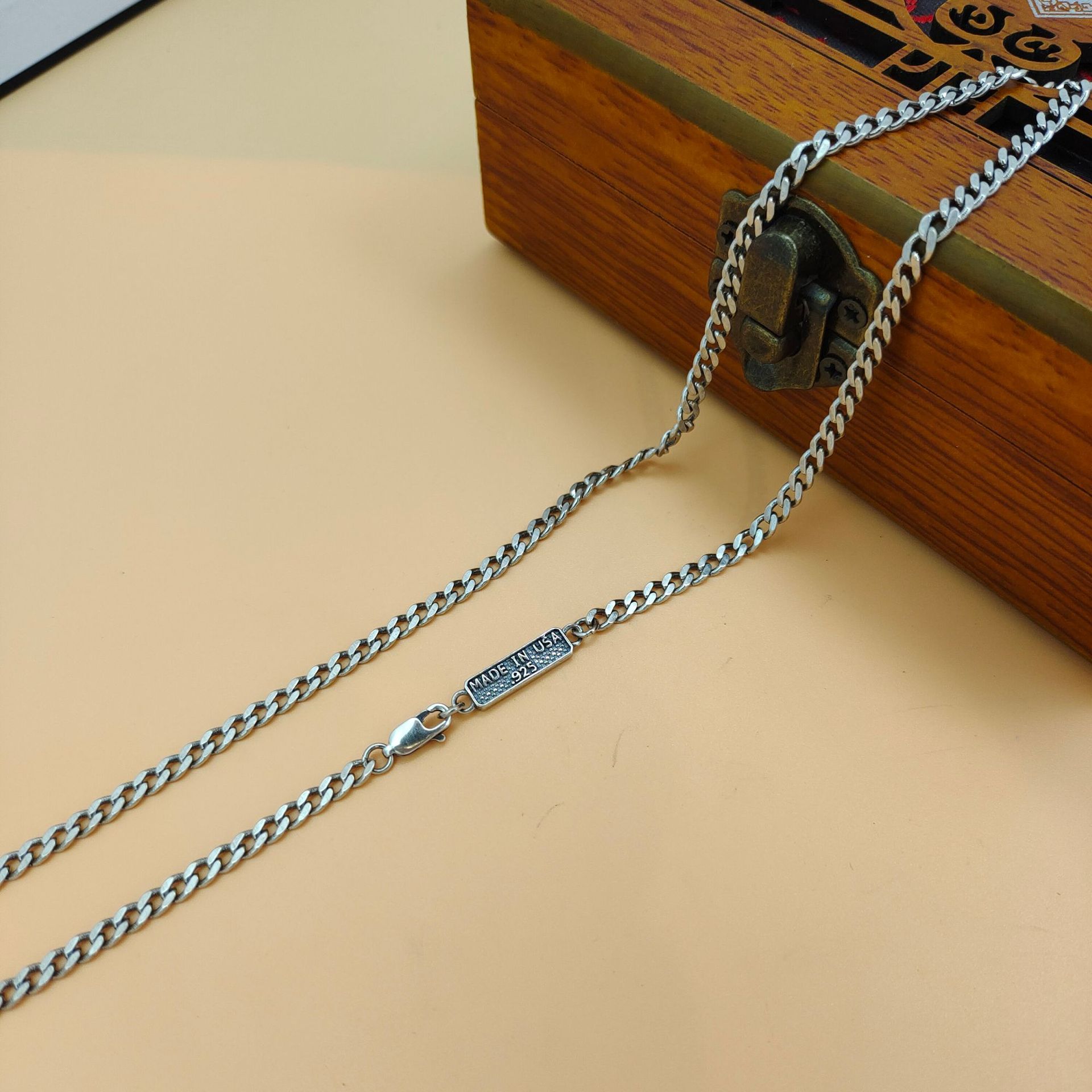 Collier tendance en argent ste - 925 Sterling Silver Chain Necklace Men avis et prix