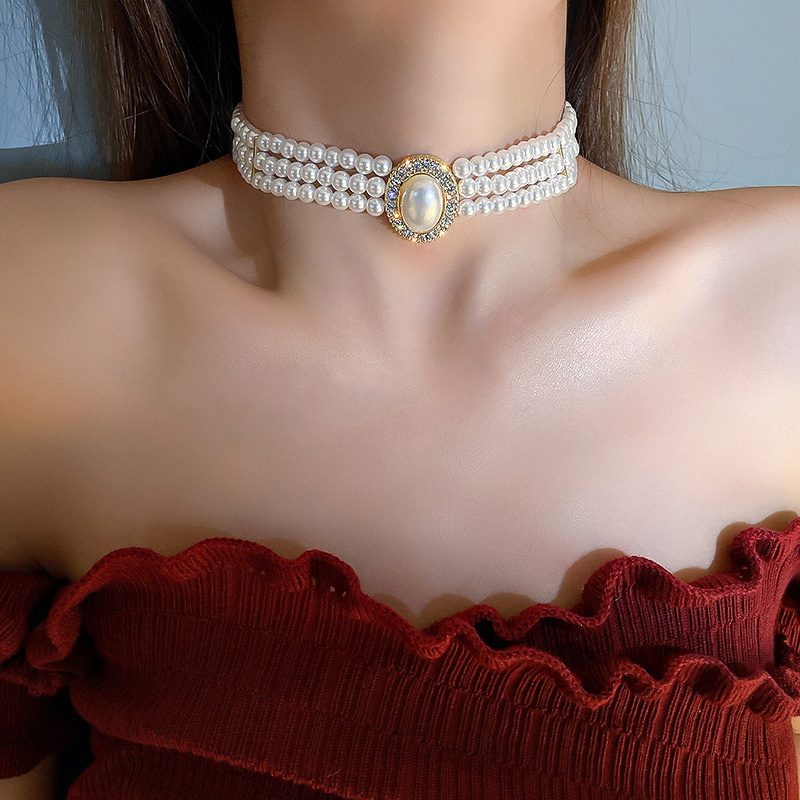 Collier ras du cou en perles v - Pearl Choker Necklace Vintage avis et prix