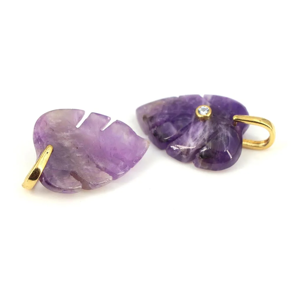 Pendentif Feuille en Cristal N - Crystal Pendant Necklace Natural Stone avis et prix