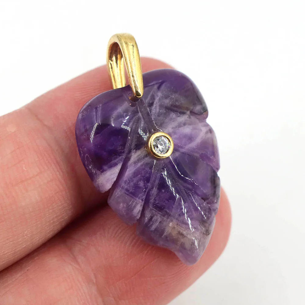 Pendentif Feuille en Cristal N - Crystal Pendant Necklace Natural Stone avis et prix