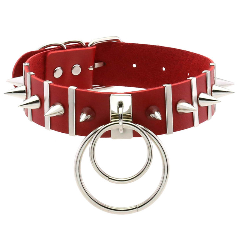 Collier tour de cou rose en cu - Goth Punk Spike Choker avis et prix